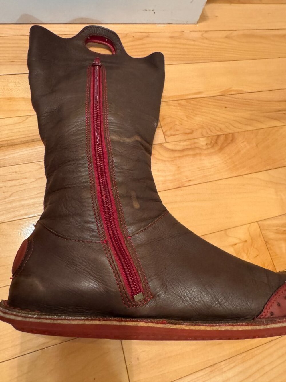 Camper Peu Cami Genuine Leather Brown boots with Red toes 38 - Picture 4 of 7